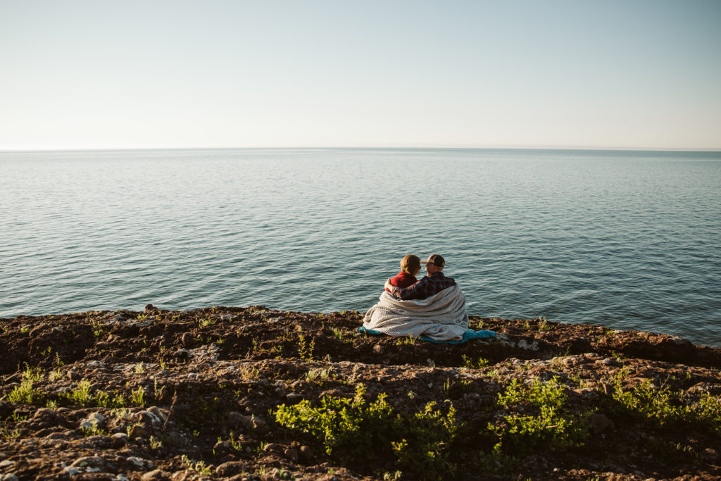 Lynn and Jason Makela on the coast of Lake Superior
