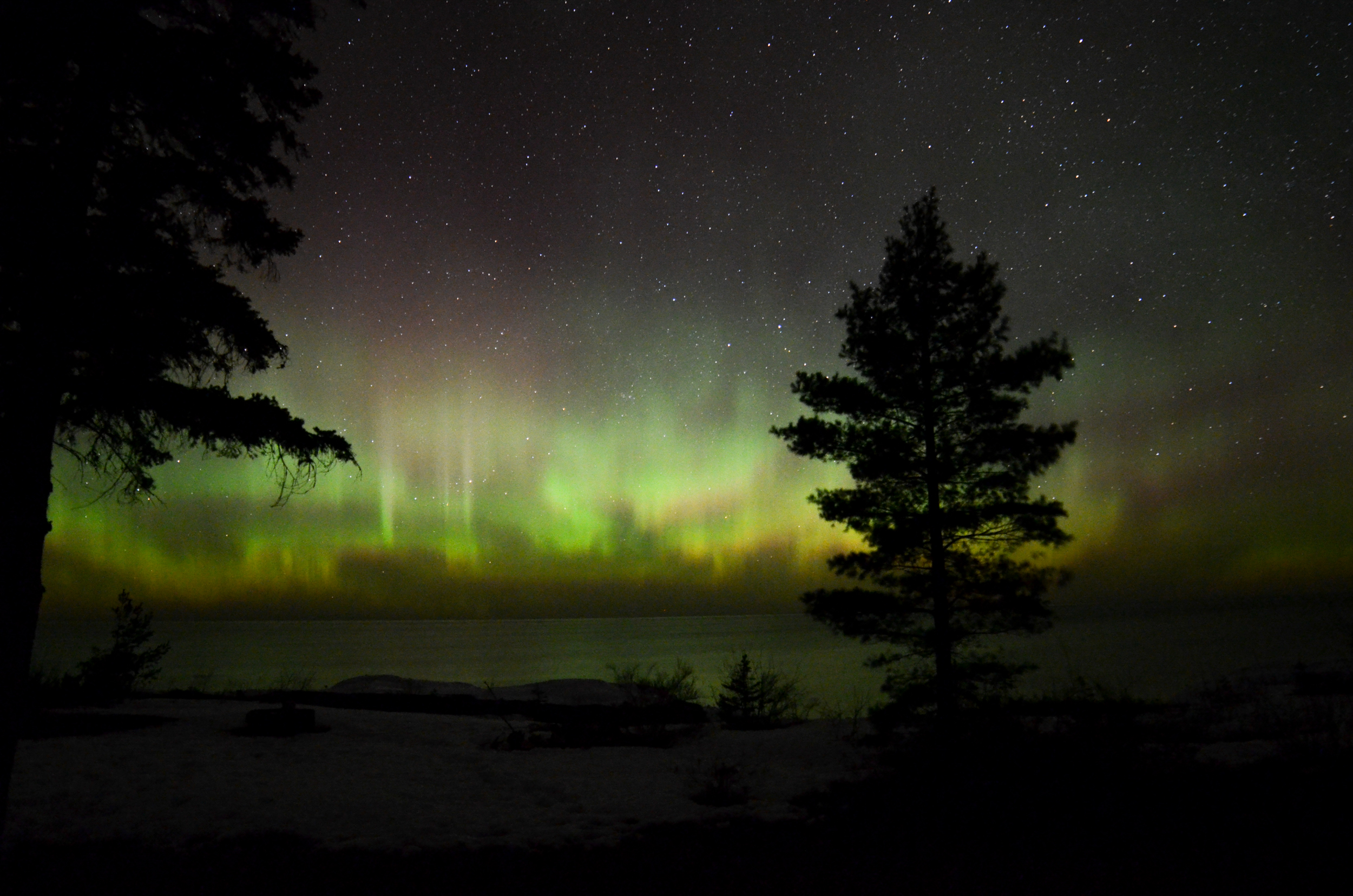 aurora borealis over Lake Superior