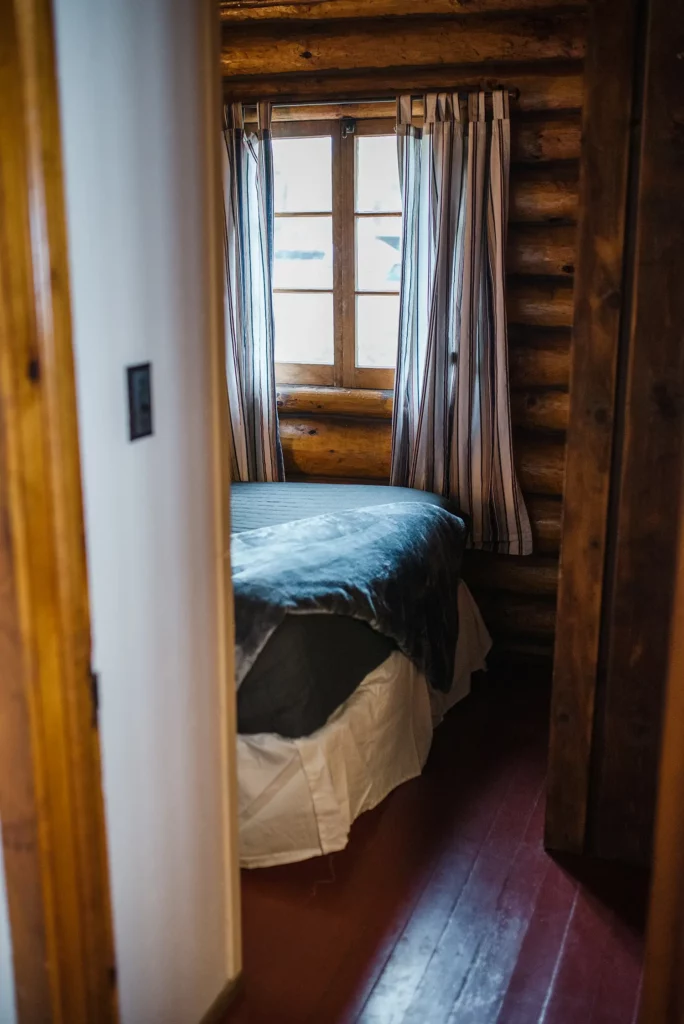 log cabin main floor bedroom doorway